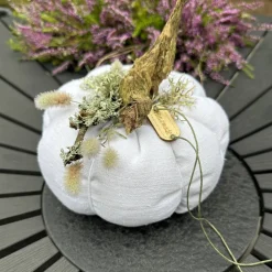 Kürbis aus Leinen XL in Rohweiß, Grün herbstliche skandi  Tischdeko