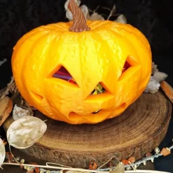 Kürbis Halloweendekoration Bonbonschale aus Kunststoff mit Deckel – Perfekte Halloween Süßigkeitenschale