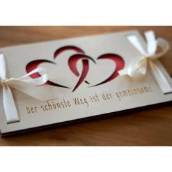 Kreatives Geldgeschenk zur Hochzeit & Geburtstag – Geldverpackung mit Herzmotiv aus Holz - Geschenkidee, Geldverpackung
