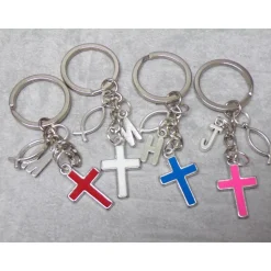 Kreuz Schlüsselanhänger versilbert personalisierbar Taufe konfirmation Kommunion