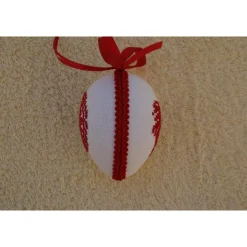 Kreuzstich Osterei Handarbeit gestickt  Oster Motiv   9cm, rot weiß,
