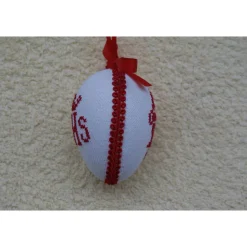 Kreuzstich Osterei Handarbeit gestickt  Oster Motiv   9cm, rot weiß,