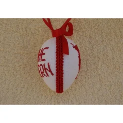 Kreuzstich Osterei Handarbeit gestickt  Oster Motiv   9cm, rot weiß,