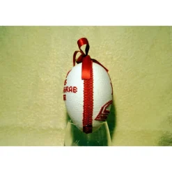 Kreuzwegstationen, Kreuzstich Ostereier, Handarbeit gestickt  religiöse Motive  12cm, rot weiß, Osterdeko