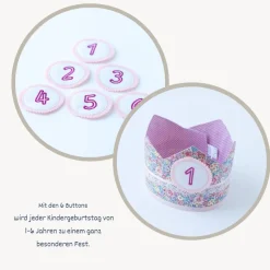 Krone für den Kindergeburtstag, Geburtstagskrone, Kinderkrone, Geburtstagskrone mit Zahlen, Erster Geburtstag