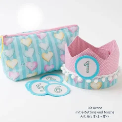 Krone für den Kindergeburtstag, Geburtstagskrone, Kindergeburtstag Krone, Krone für Mädchen, Herzen, Bommeln