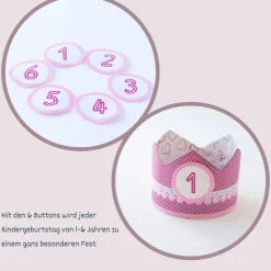 Krone für den Kindergeburtstag, Geburtstagskrone mit Zahlen, Krone mit Zahlen, Erster Geburtstag, Geschenk