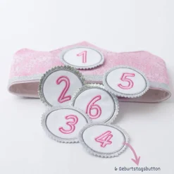 Krone für den Kindergeburtstag, Kindergeburtstagskrone, Geburtstagskrone mit Zahlen,  Stoffkrone, Kinderkrone