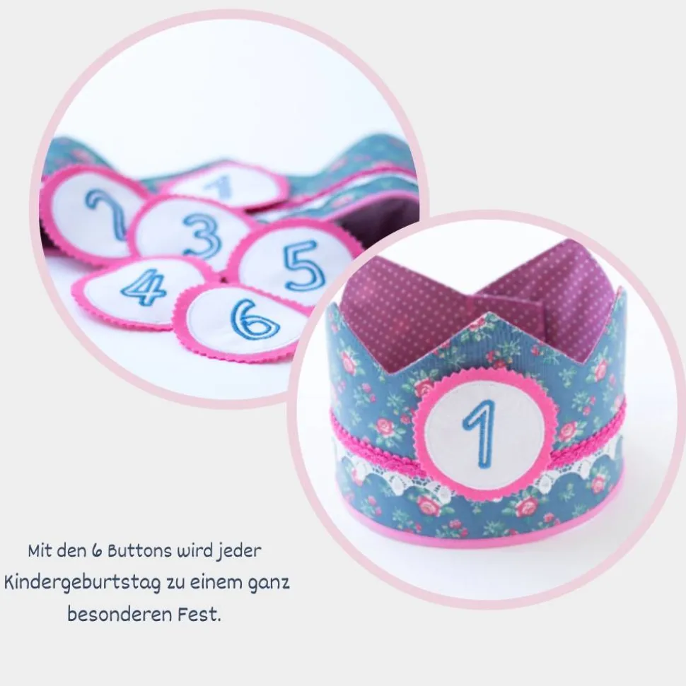 Krone für Kindergeburtstag, Geburtstagskrone mit Zahlen, Krone mit Zahlen, Stoffkrone für Geburtstagsfeiern
