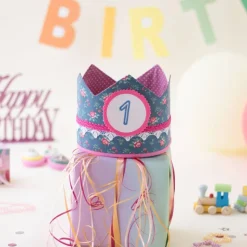 Krone für Kindergeburtstag, Geburtstagskrone mit Zahlen, Krone mit Zahlen, Stoffkrone für Geburtstagsfeiern