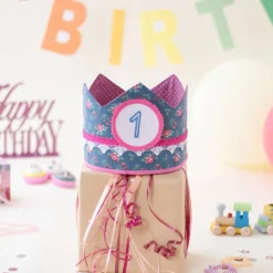 Krone für Kindergeburtstag, Geburtstagskrone mit Zahlen, Krone mit Zahlen, Stoffkrone für Geburtstagsfeiern