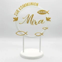 Kuchen Topper zur Kommunion - personalisiert mit Farbe, Name & Datum