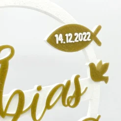 Kuchen Topper zur Taufe - personalisiert mit Farbe, Name & Datum