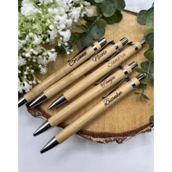 Kugelschreiber aus Bambusholz / gelasert mit Namen / individuell / Muttertag / Geschenk / Mitbringsel / Personalisiert