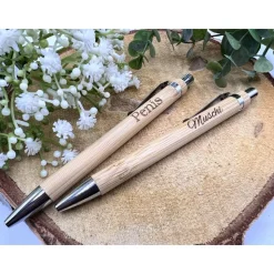 Kugelschreiber aus Bambusholz / gelasert mit Namen / individuell / Muttertag / Geschenk / Mitbringsel / Personalisiert