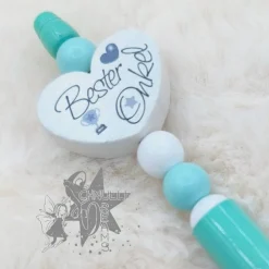 Kugelschreiber in mint  / weiß - Bester Onkel - Motiv Herz -   incl. Ersatzmine