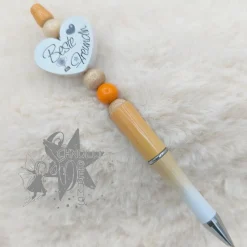 Kugelschreiber in  orange  / natur  - Beste Freundin - Motivherz -   incl. Ersatzmine