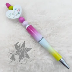 Kugelschreiber in pink / weiß / gelb - Beste Tante  - Motivherz -   incl. Ersatzmine