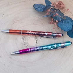 Kugelschreiber mit Farbverlauf & Wunsch-Spruch – Persönliches Geschenk aus Metall