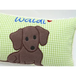 Kuschelkissen  Dackel Waldi Hund Dackel Teckel  Wunschnamen Taufkissen Geburtskissen - Schmusekissen Kiss
