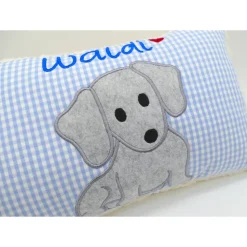 Kuschelkissen  Dackel Waldi Hund Dackel Teckel  Wunschnamen Taufkissen Geburtskissen - Schmusekissen Kiss