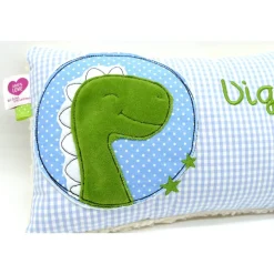 Kuschelkissen Dino Dinosaurier Wunschnamen Taufkissen Geburtskissen - Schmusekissen Kissen mit Namen