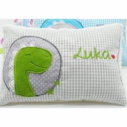 Kuschelkissen Dino Dinosaurier Wunschnamen Taufkissen Geburtskissen - Schmusekissen Kissen mit Namen