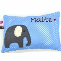 Kuschelkissen Elefant Elefanten Wunschnamen Taufkissen Geburtskissen - Schmusekissen Kissen mit Namen