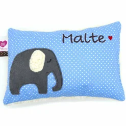 Kuschelkissen Elefant Elefanten Wunschnamen Taufkissen Geburtskissen - Schmusekissen Kissen mit Namen