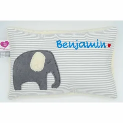 Kuschelkissen Elefant Elefanten Wunschnamen Taufkissen Geburtskissen - Schmusekissen Kissen mit Namen