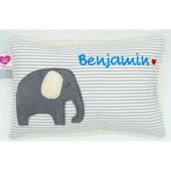 Kuschelkissen Elefant Elefanten Wunschnamen Taufkissen Geburtskissen - Schmusekissen Kissen mit Namen