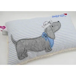 Kuschelkissen  Hund Dackel Teckel Ahoi  Wunschnamen Taufkissen Geburtskissen - Schmusekissen Kissen mit Namen