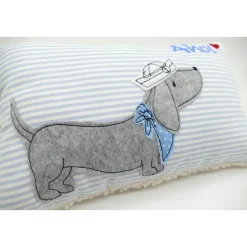 Kuschelkissen  Hund Dackel Teckel Ahoi  Wunschnamen Taufkissen Geburtskissen - Schmusekissen Kissen mit Namen