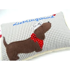 Kuschelkissen  Hund Dackel Teckel Ahoi  Wunschnamen Taufkissen Geburtskissen - Schmusekissen Kissen mit Namen