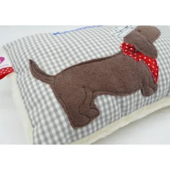 Kuschelkissen  Hund Dackel Teckel Ahoi  Wunschnamen Taufkissen Geburtskissen - Schmusekissen Kissen mit Namen