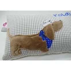 Kuschelkissen  Hund Dackel Teckel Ahoi  Wunschnamen Taufkissen Geburtskissen - Schmusekissen Kissen mit Namen