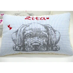 Kuschelkissen  Hund Labrador Retriever  Wunschnamen Taufkissen Geburtskissen - Schmusekissen Kissen mit Namen