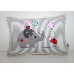 Kuschelkissen mit Name, Elefant & Luftballons