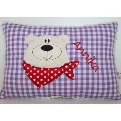 Kuschelkissen, Namenskissen Motiv Bärchen mit Halstuch 20x30 cm