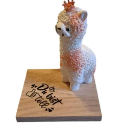 Lama aus Raysin mit Krone und Spruch 