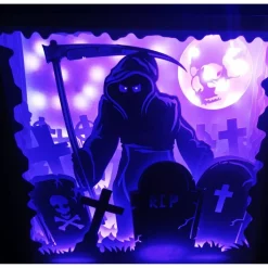 Lampe mit 3D Bild Halloween inkl. Farbwechsel Shadowbox.