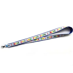 langes Schlüsselband Einschulung ABC Alphabet aus Baumwollstoff in blau mit Webband Geschenk Schultüte Schulanfang