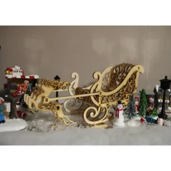 Lasergeschnittener Deko-Schlitten mit Rentier aus 3mm Balsa-Holz – Edles Weihnachtsdiorama zum Basteln