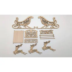 Lasergeschnittener Deko-Schlitten mit Rentier aus 3mm Balsa-Holz – Edles Weihnachtsdiorama zum Basteln