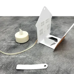 "Lebkuchenhaus" Lichthaus – Handgemachte Tischdeko, Gastgeschenk & Platzkarte für LED-Teelichter