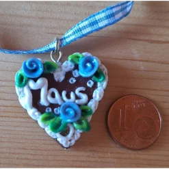 Lebkuchenherz Kette handmodelliert – Oktoberfest Schmuck Dirndl Tracht | Pfullinger Engele