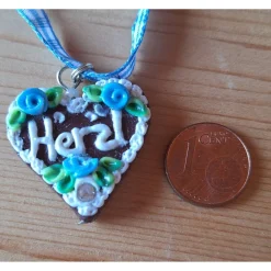 Lebkuchenherz Kette handmodelliert – Oktoberfest Schmuck Dirndl Tracht | Pfullinger Engele