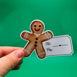 Lebkuchenmann Geschenketikett Vinylsticker – beschriftbarer Weihnachtsaufkleber für Geschenke
