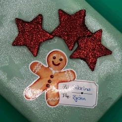 Lebkuchenmann Geschenketikett Vinylsticker – beschriftbarer Weihnachtsaufkleber für Geschenke