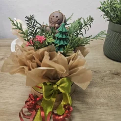 Lebkuchenmann Kerzenblumenstrauß Rapswachs | Tannenbaum & Rose Bouquet | Vegane Weihnachtsdeko | Festliches Unikat Gesch